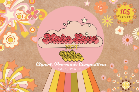 60s Retro Revival Clipart Set