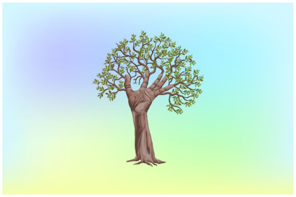 Abstract Hand Tree Illustrations