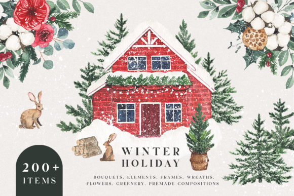 CHRISTMAS Watercolor Holiday Set: Elevate Your Seasonal Designs with Versatile Illustrations