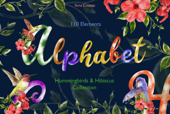 Elevating Digital and Print Design with the Watercolor Hummingbird Flowers Alphabet