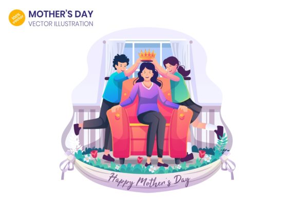 Elevating Digital Celebrations with a Premium Mother’s Day Illustration in SVG, AI, and EPS Formats