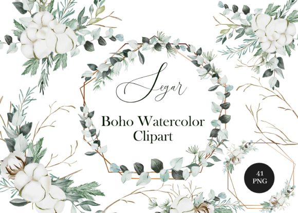 Elevating Digital Design with Boho Watercolor Flower and Greenery Bouquet Assets