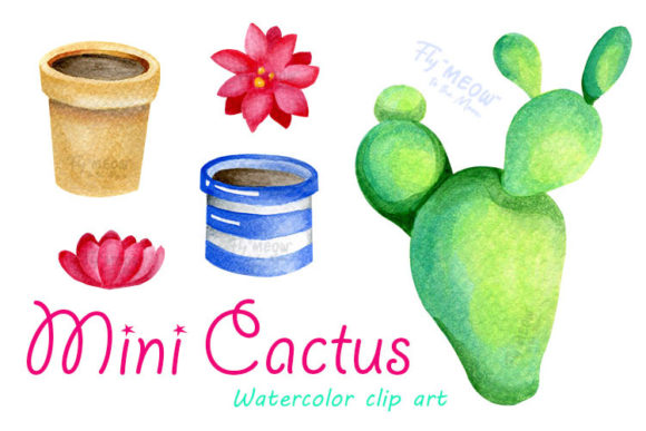 Elevating Digital Design with Hand-Painted Watercolor Mini Cactus Clip Art