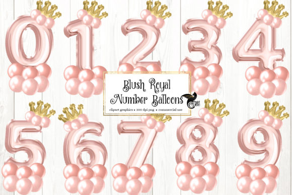 Elevating Digital Designs with Blush Royal Number Balloons Clipart