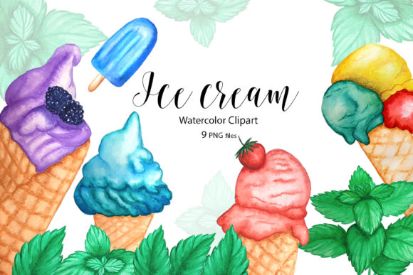 Elevating Visual Design with Hand Painted Watercolor Ice Cream Clipart