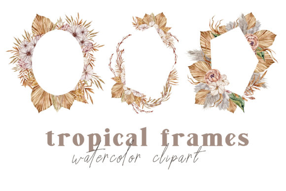 Elevating Visual Design with Watercolor Boho Tropical Frames Clipart
