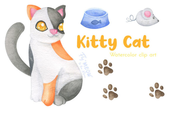 Strategic Design: Elevating Projects with Watercolor Kitty Cat Clip Art