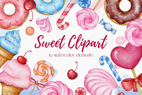 Sweet Watercolor Candy & Ice Cream Clipart