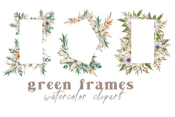 Watercolor Wedding Floral Frames Clipart